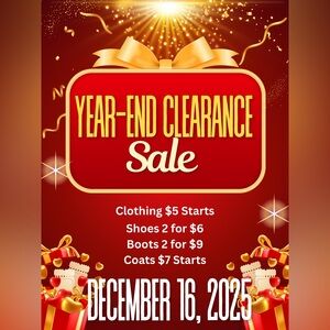 Year-End Clearance Sale December 20, 6PM